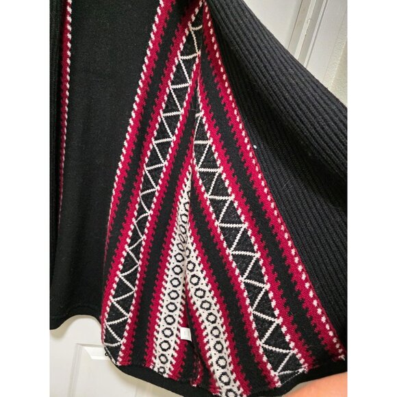J.JILL Wool Blend Fair Isle Women's Open Front Knit Cardigan With Red & Black Ge - Picture 6 of 10